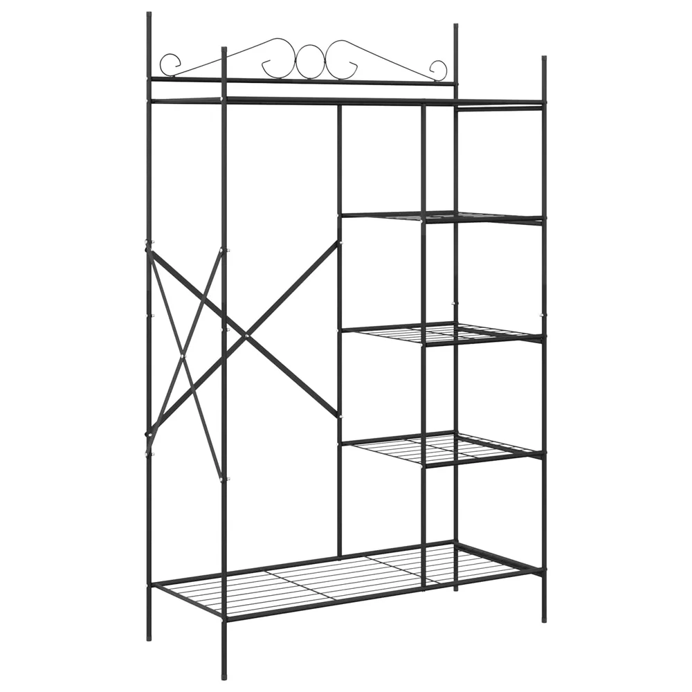 vidaXL Åpen Garderobe med hylle Svart 104,5 x 45 x 172 cm Stål v:6668203