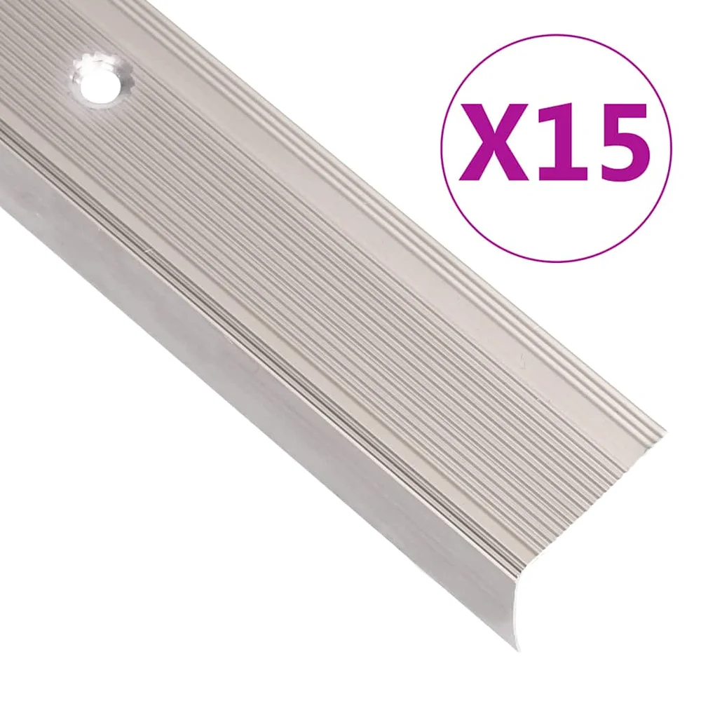 vidaXL Trappeneser L-form 15 stk aluminium 90 cm champagne v:325282