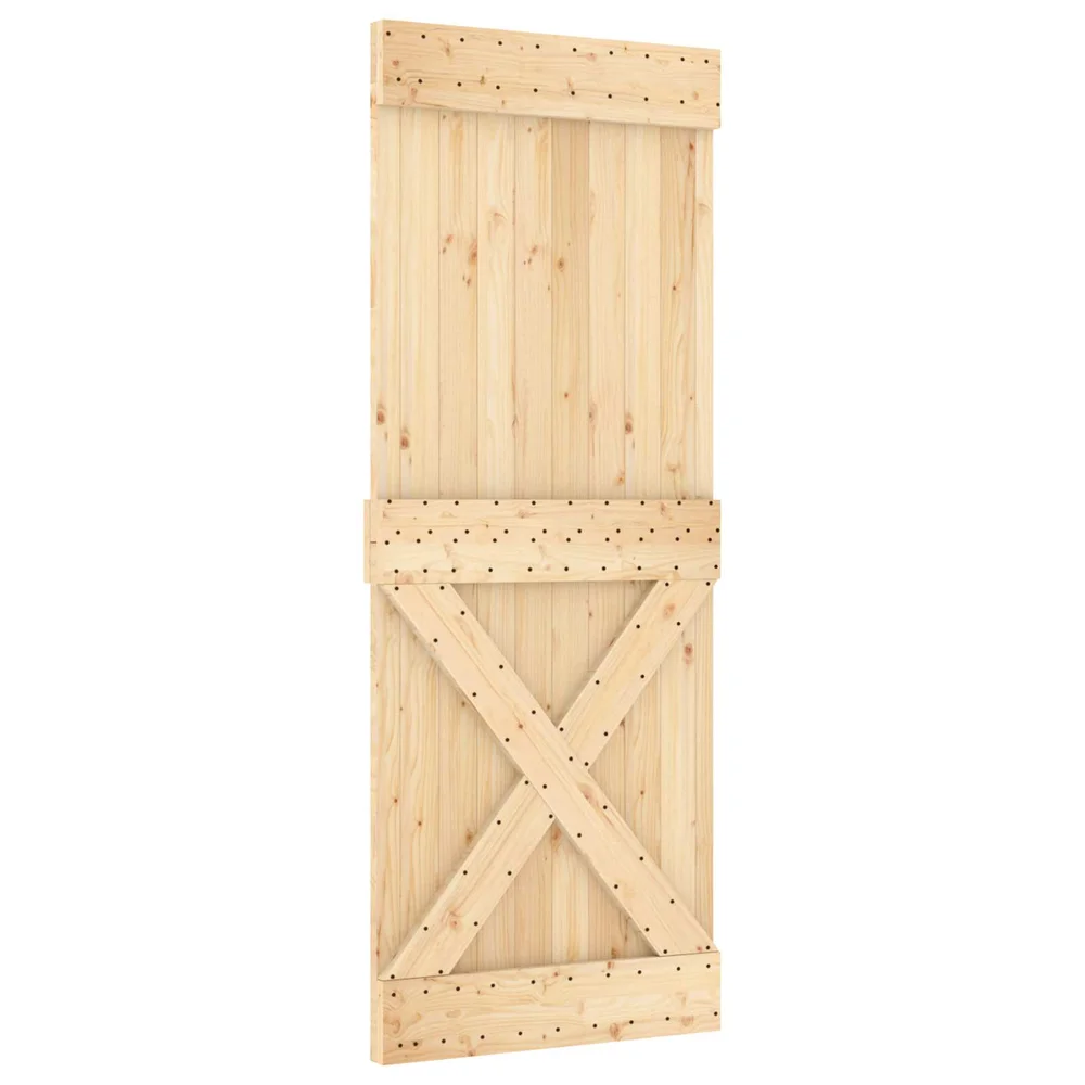 vidaXL Kryssdør NARVIK 80×210 cm Massiv Furu Tre (Ubehandlet) Naturlig v:8877252