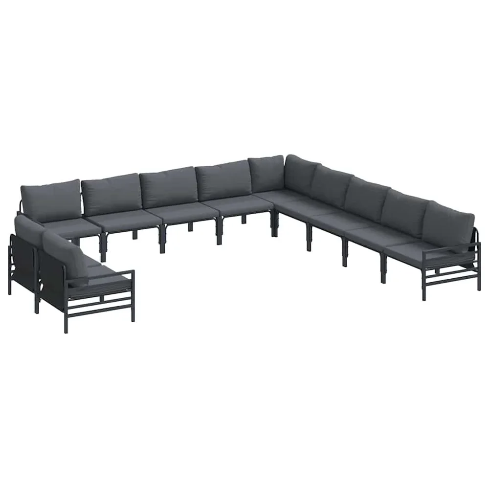 vidaXL Hagesofa Set 11 stk. Svart Stål v:5974208