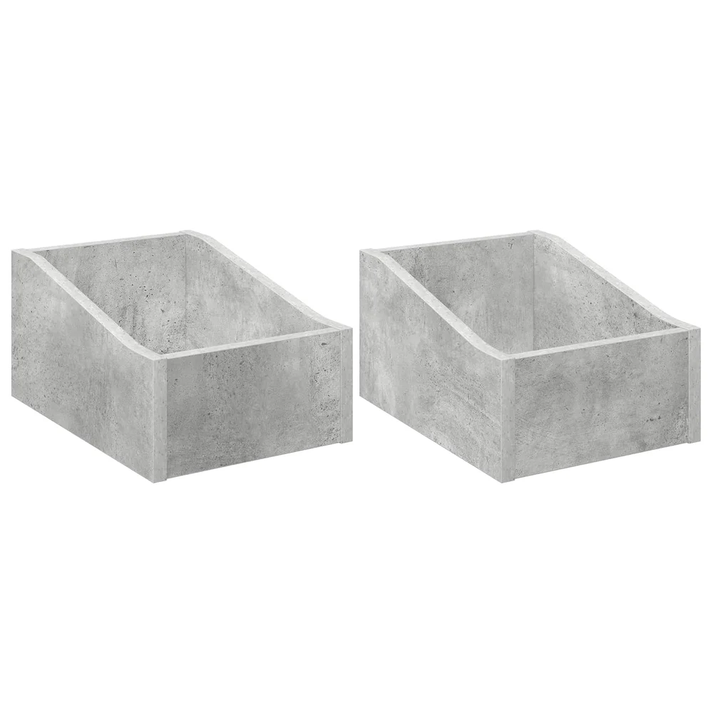 vidaXL LP-plateboks 2 stk. Betonggrå 23 x 33 x 16 cm Konstruert tre v:4208441 vidaXL LP-plateboks 2 stk. Betonggrå 23 x 33 x 16 cm Konstruert tre v:4208441