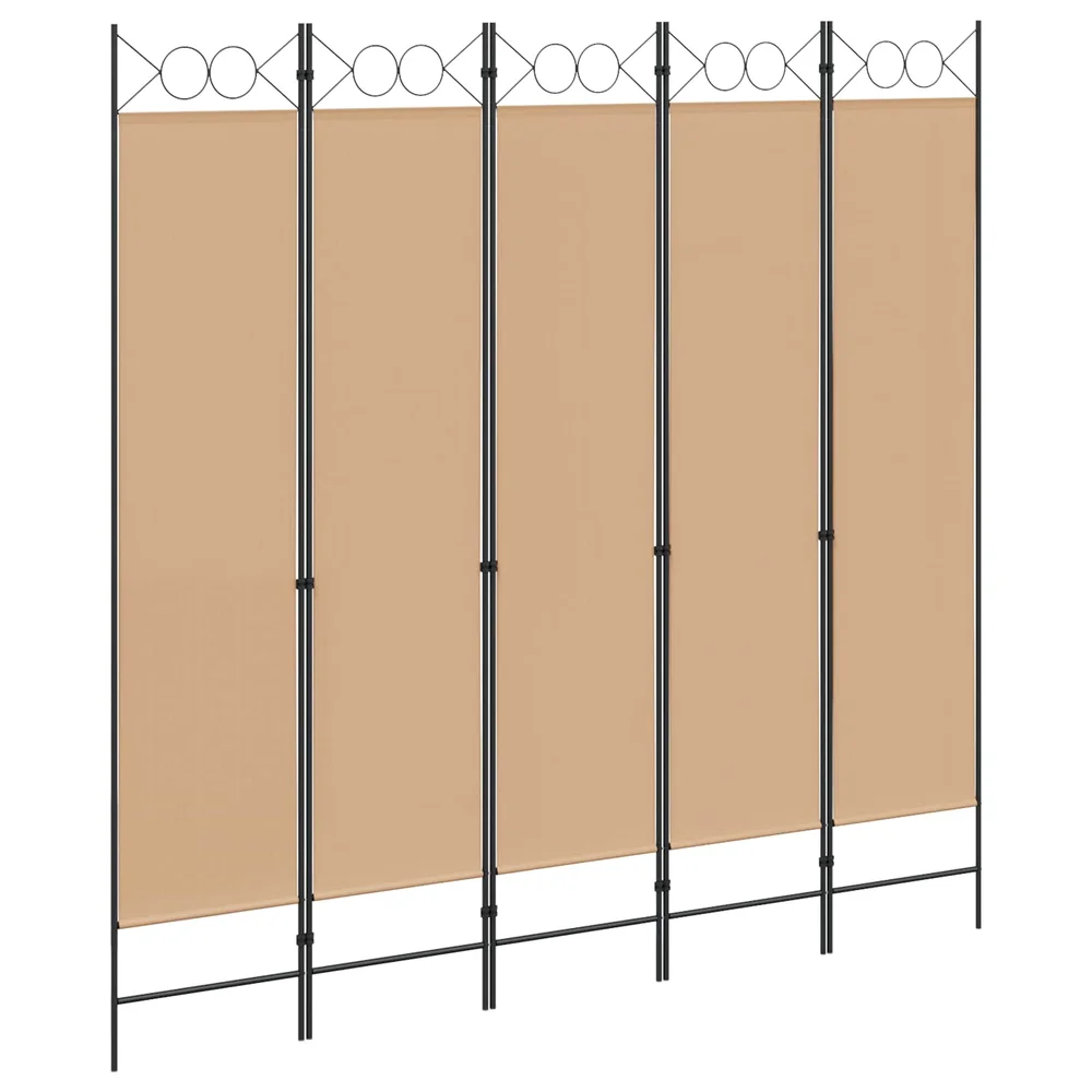 vidaXL 5-panel romdeler Beige 200 x 200 cm Stoff v:2832951 vidaXL 5-panel romdeler Beige 200 x 200 cm Stoff v:2832951