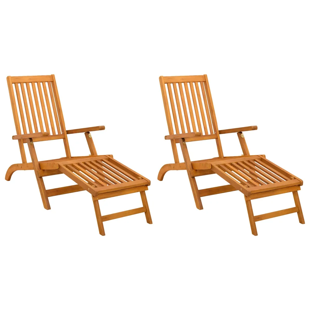 vidaXL Reclining og sammenleggbare solsenger 2 stk. Solid akasietre v:1890794