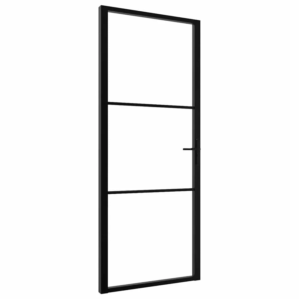 vidaXL Innerdør ESG-glass og aluminium 83×201,5 cm svart v:8628451 vidaXL Innerdør ESG-glass og aluminium 83×201,5 cm svart v:8628451