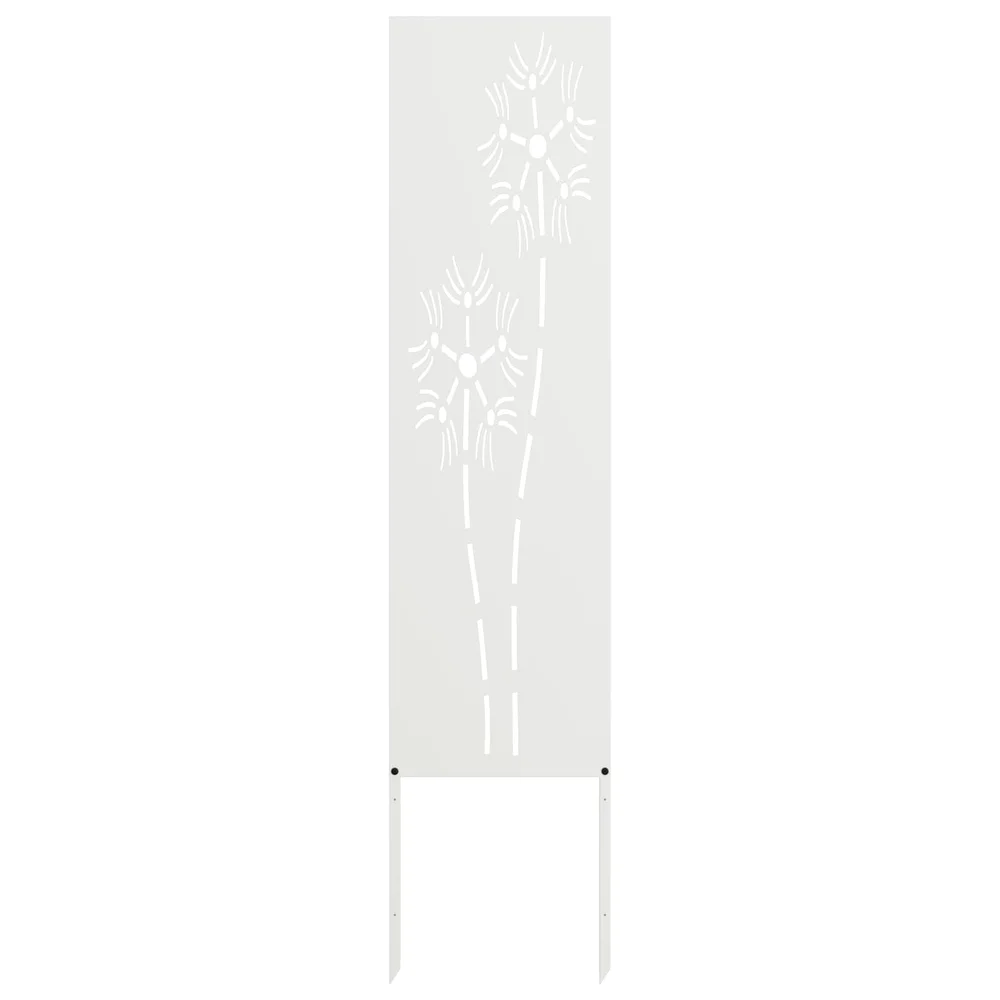 vidaXL Hageprivat skjerm Fretwork Hvit 32 x 140 cm Kaldvalsestål v:2647545
