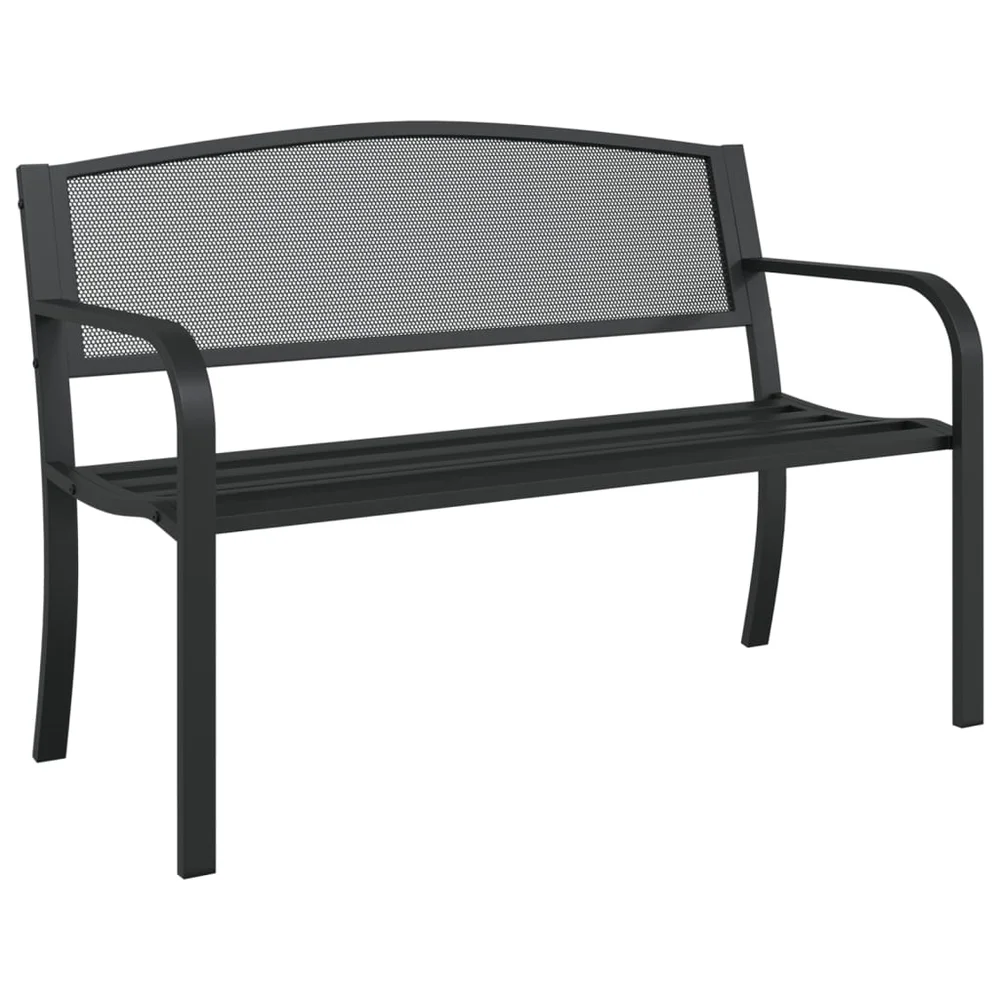 vidaXL Hagebenk 119 cm svart stål v:2083872 vidaXL Hagebenk 119 cm svart stål v:2083872