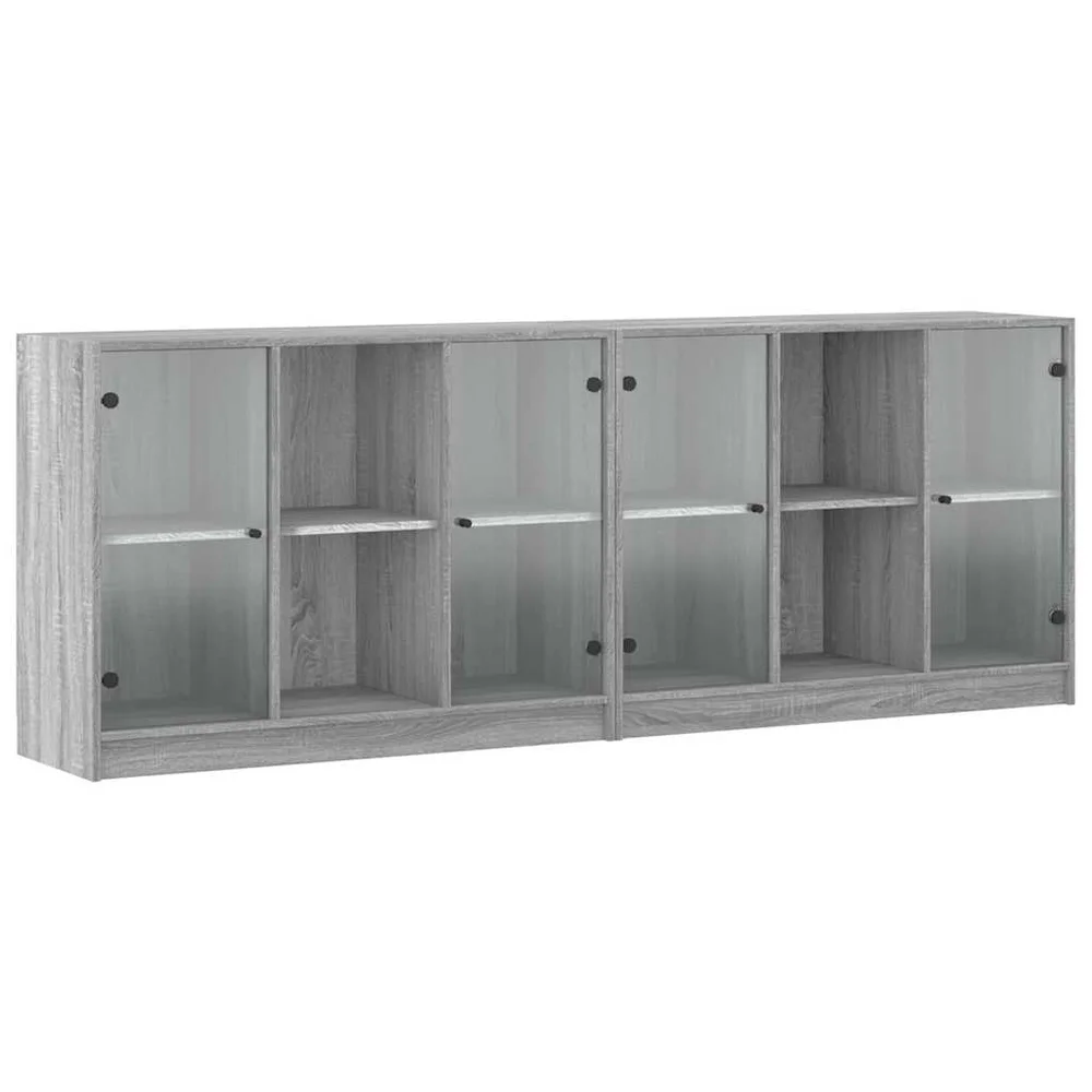 vidaXL Bokhylle med dører grå sonoma 204x37x75 cm konstruert tre v:371488 vidaXL Bokhylle med dører grå sonoma 204x37x75 cm konstruert tre v:371488