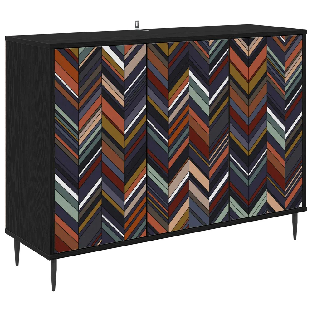 vidaXL Serviesskap OMMEN Svart eik 102 x 33 x 76 cm Konstruert tre v:7235312