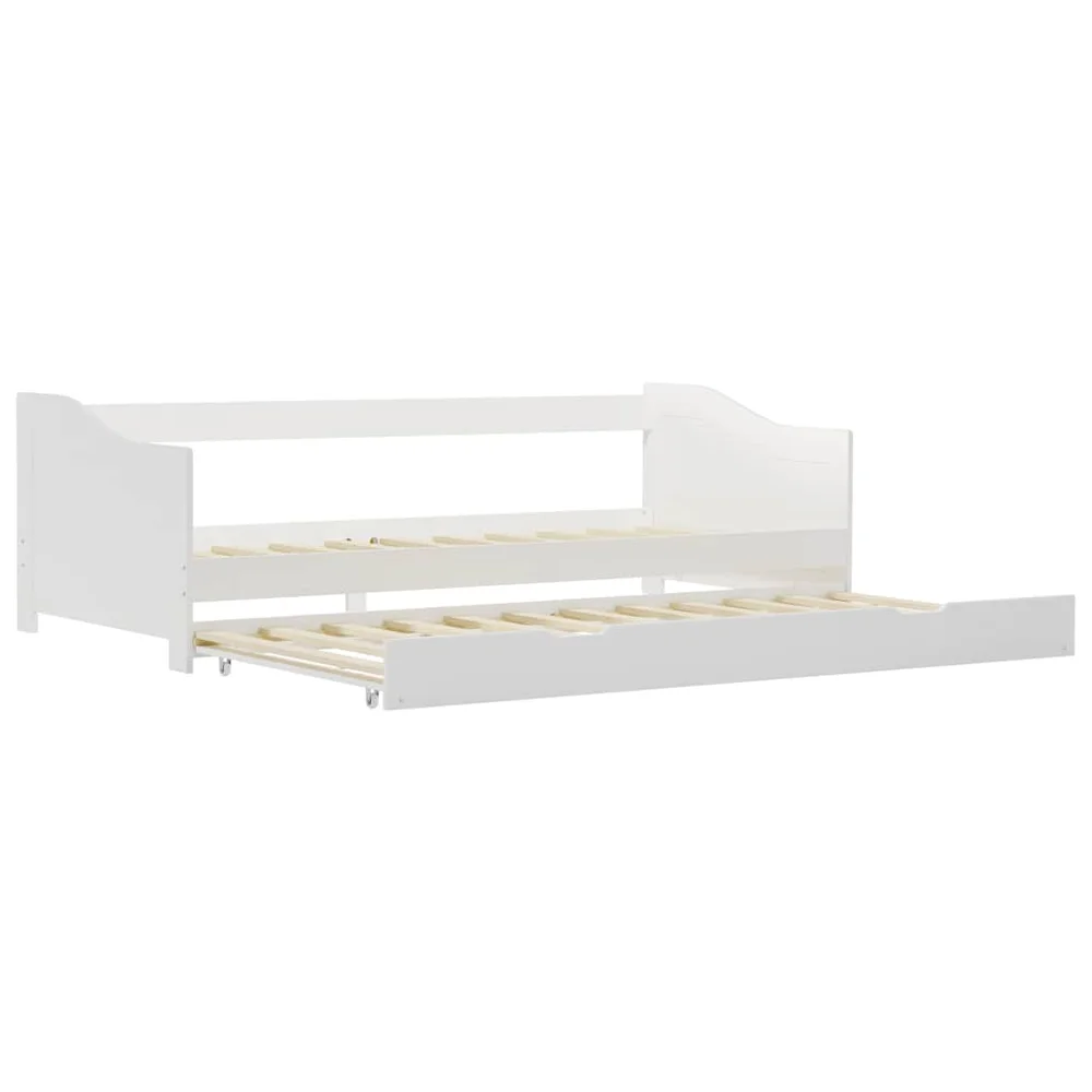 vidaXL Sovesofa uttrekkbar ramme hvit furu 90x200 cm v:8296575