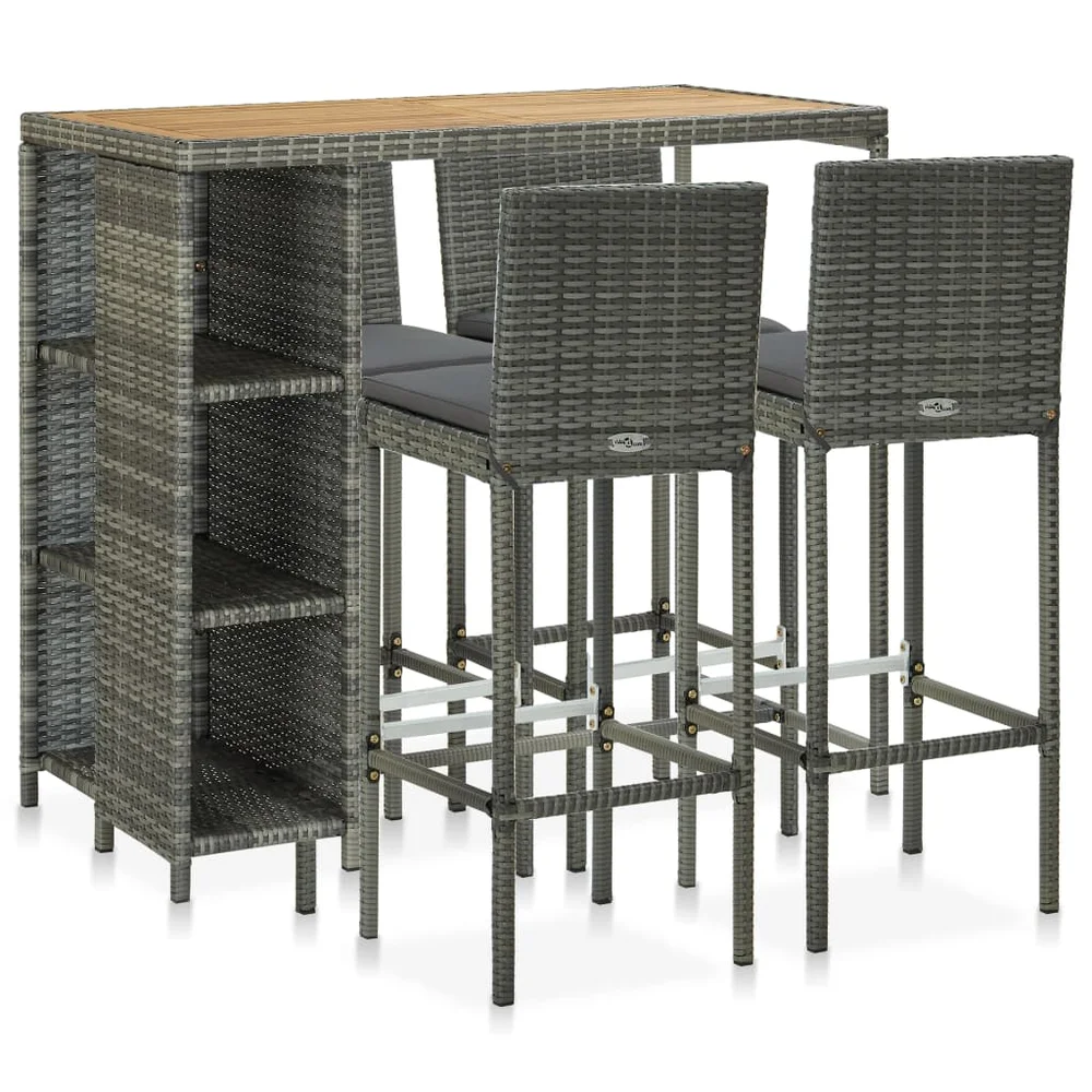 vidaXL Barsett til hage med puter 5 deler polyrotting grå v:4223028 vidaXL Barsett til hage med puter 5 deler polyrotting grå v:4223028