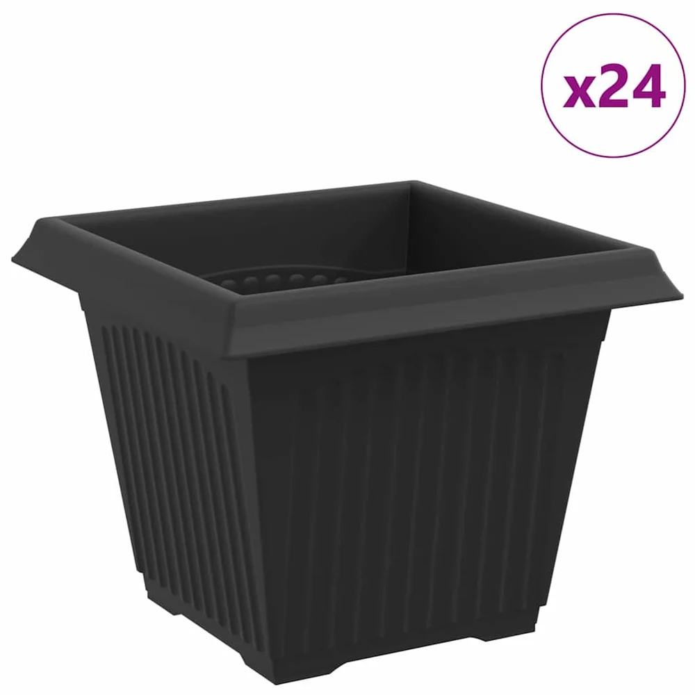 vidaXL Firkantet Blomsterpotte 24 stk. Svart 20 x 20 x 16 cm Plast v:1363408 vidaXL Firkantet Blomsterpotte 24 stk. Svart 20 x 20 x 16 cm Plast v:1363408