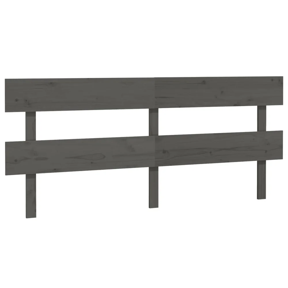 vidaXL Sengegavl grå 204x3x81 cm heltre furu v:1667333