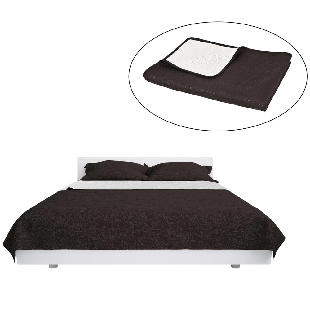 vidaXL dobbeltsidig vattert sengeteppe 220×240 cm krem og brun v:8674911