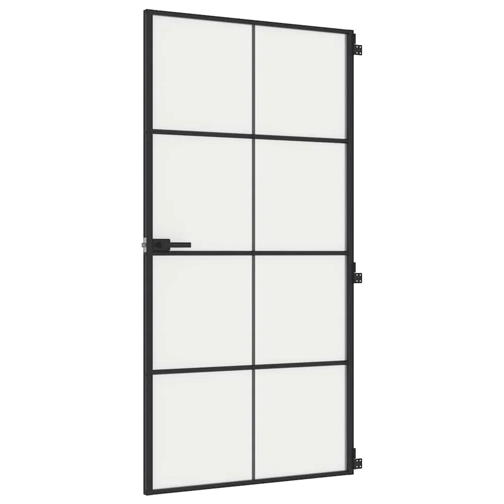 vidaXL Innerdør slank svart 102,5×201,5 cm herdet glass og aluminium v:6401843 vidaXL Innerdør slank svart 102,5×201,5 cm herdet glass og aluminium v:6401843