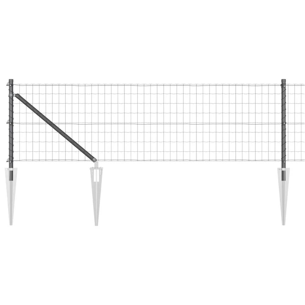 vidaXL Euro-gjerde med pigger 10 x 0,8 m PVC-belagt stål Grå Mesh v:8898793