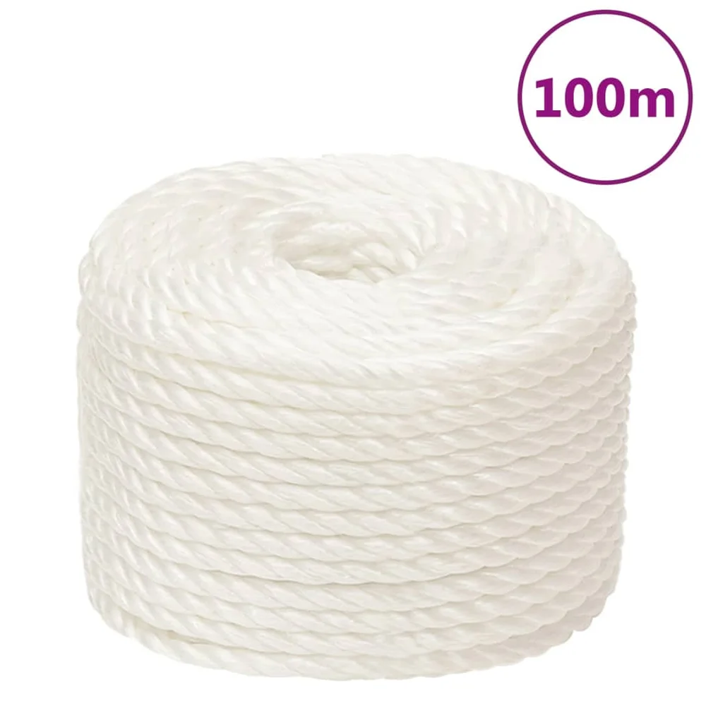vidaXL Arbeidstau hvit 10 mm 100 m polypropylen v:1727616