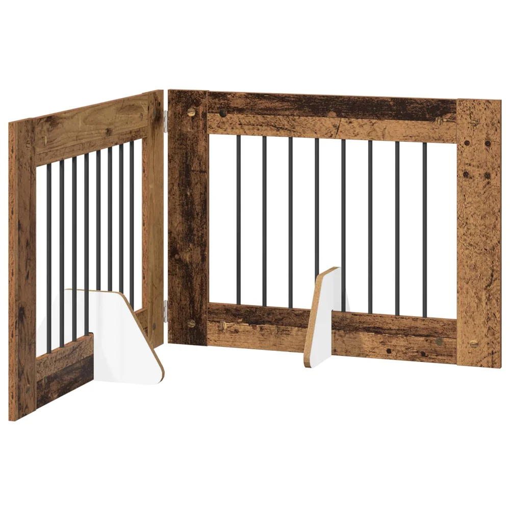 vidaXL Foldbar hundegitter med stativer 2 stk. Gammelt tre 160,5 cm v:1543893 vidaXL Foldbar hundegitter med stativer 2 stk. Gammelt tre 160,5 cm v:1543893
