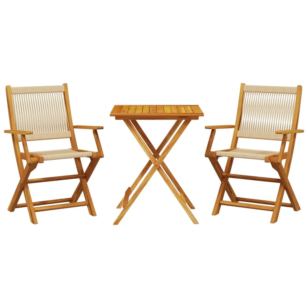 vidaXL Bistrosett 3 deler beige polypropylen og heltre v:736191 vidaXL Bistrosett 3 deler beige polypropylen og heltre v:736191