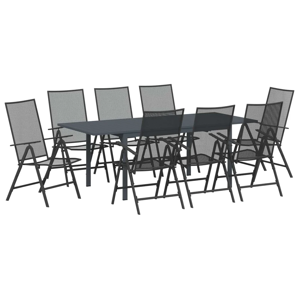 vidaXL Hage Spisegruppe 9 stk. Antrasitt Stål v:5231240