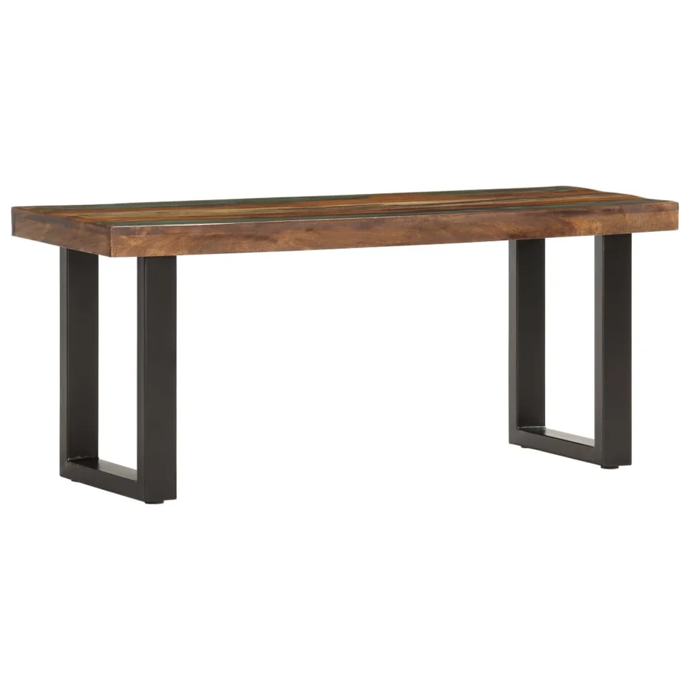 vidaXL Benk 110 cm gjenvunnet heltre og stål v:762992 vidaXL Benk 110 cm gjenvunnet heltre og stål v:762992