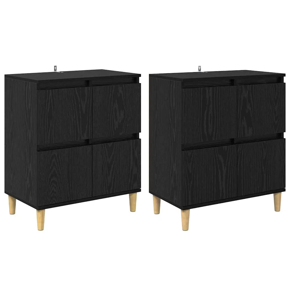 vidaXL Skap 2 stk. Svart Eik 60 x 35 x 70 cm Konstruert tre v:8100999