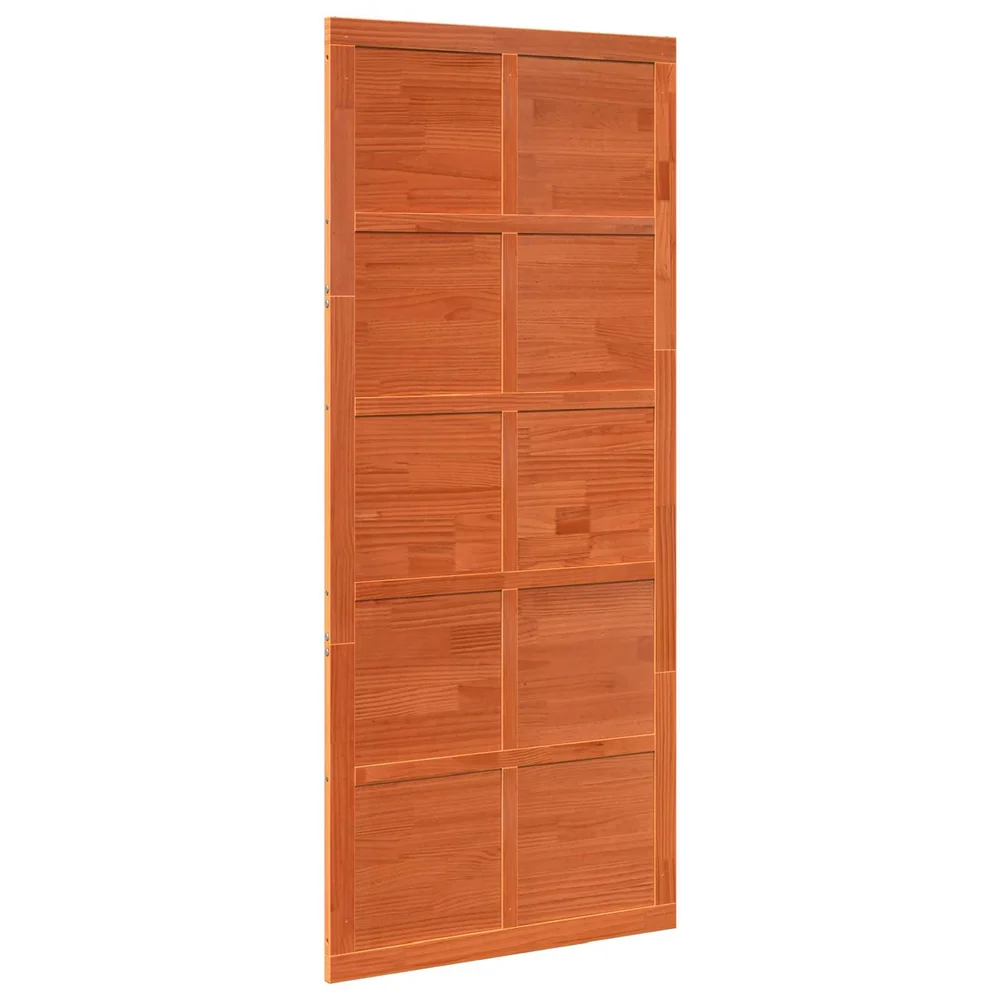 vidaXL Låvedør 90 x 2,5 x 208 cm Heltre furu Voksbrun v:6160210