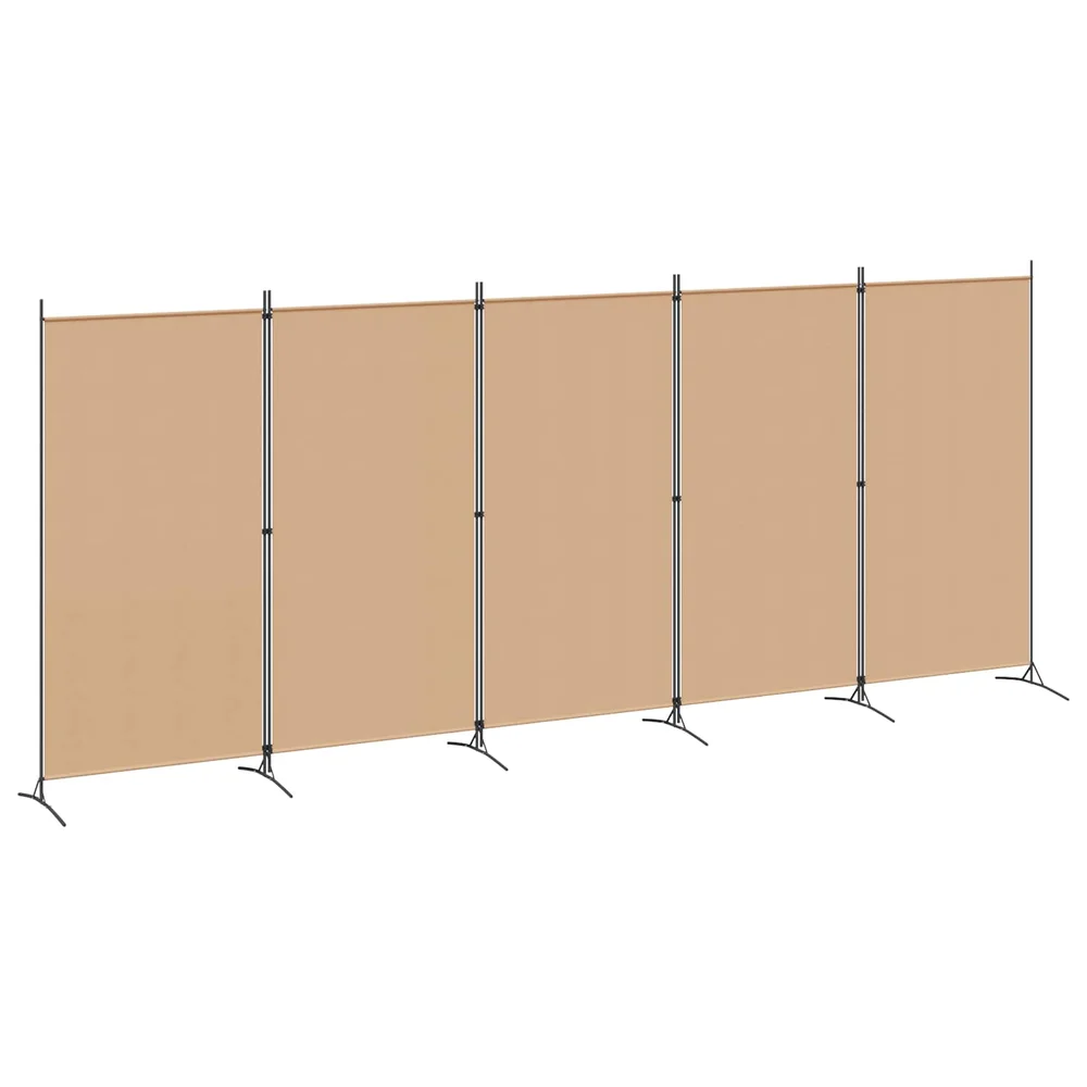 vidaXL 5-panel romdeler Beige 433 x 180 cm Stoff v:9546146