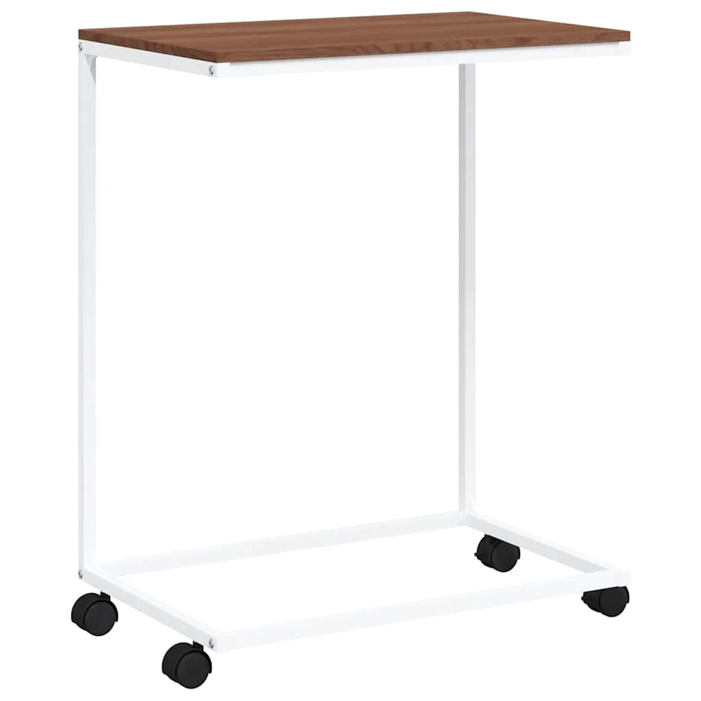 vidaXL Sidebord med hjul hvit 55x35x70 cm konstruert tre v:2350089