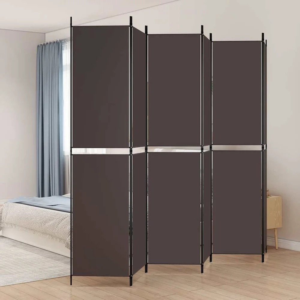 vidaXL Romdeler 6 paneler brun 300x220 cm stoff v:6980171