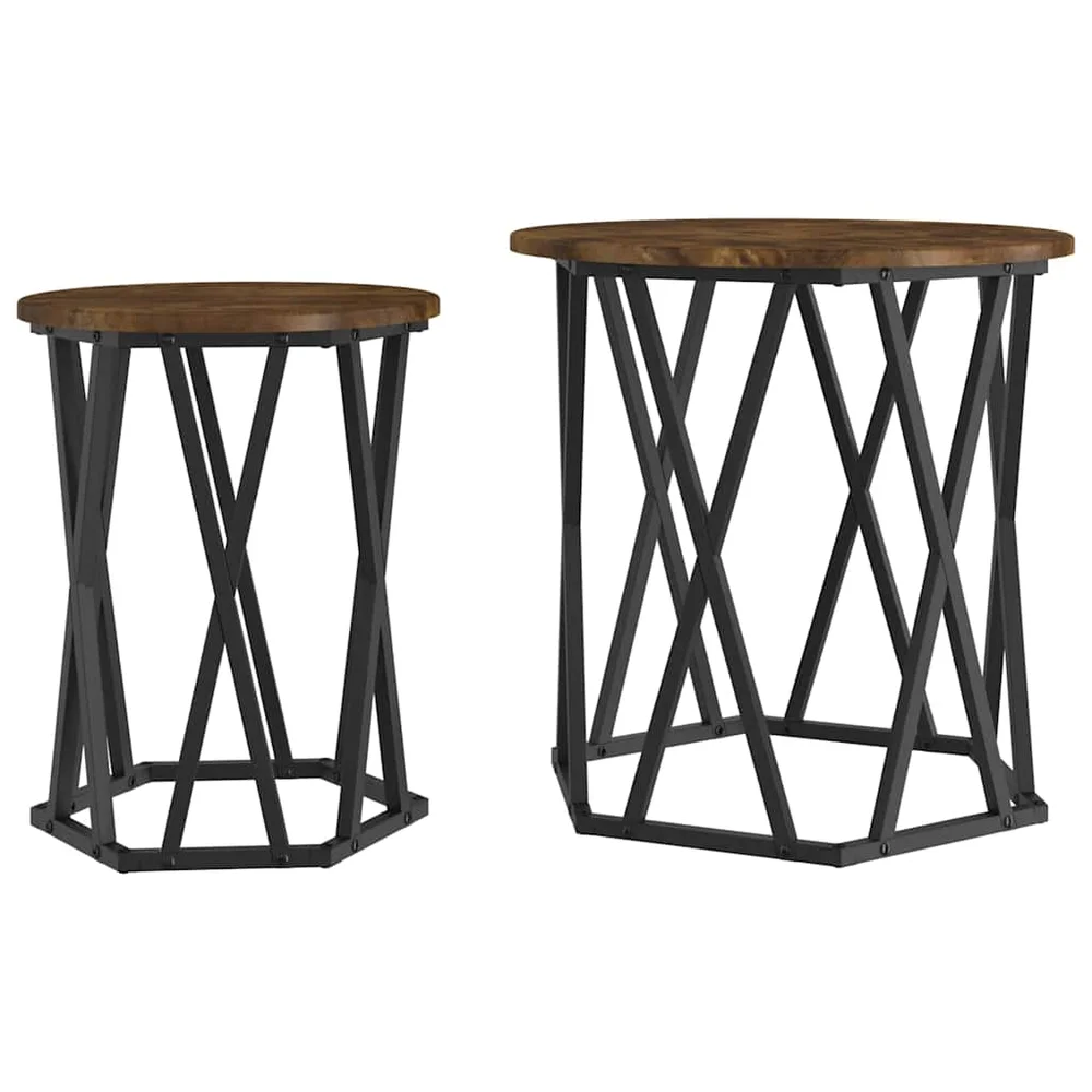 vidaXL Kaffebord 2 stk. Røkt eik 50 x 50 x 50 cm v:8248045 vidaXL Kaffebord 2 stk. Røkt eik 50 x 50 x 50 cm v:8248045