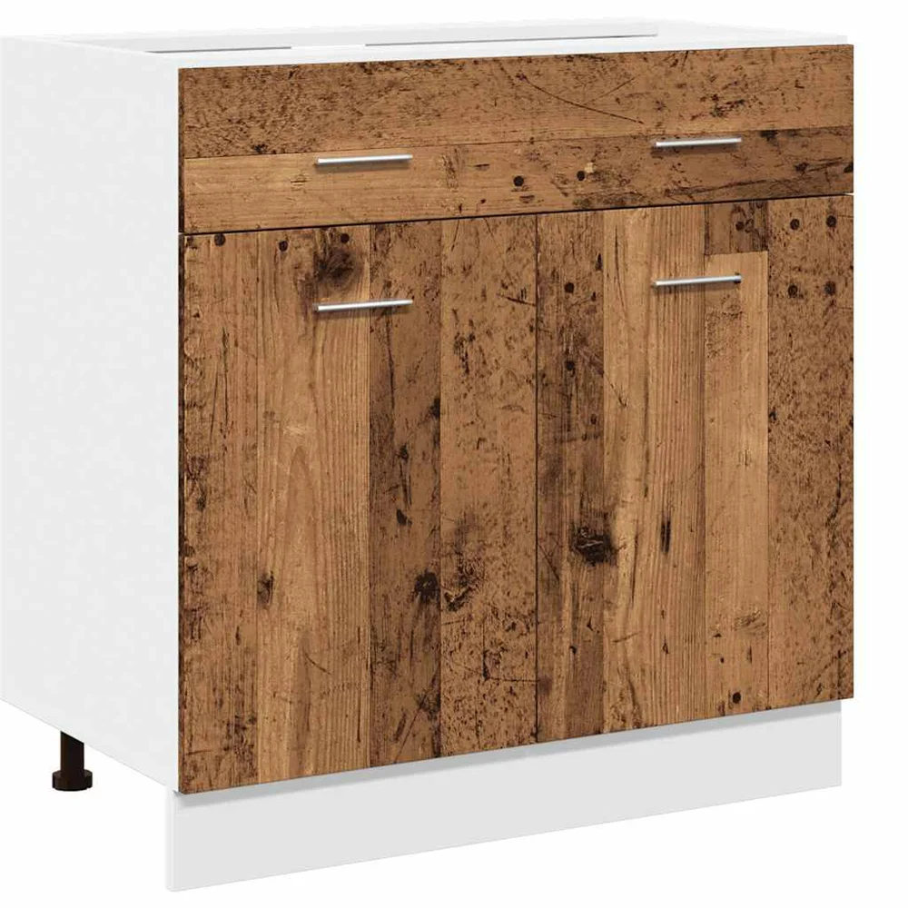 vidaXL Bunnskap med skuff «Lyon» gammelt tre 80x46x81,5 cm v:4004916 vidaXL Bunnskap med skuff «Lyon» gammelt tre 80x46x81,5 cm v:4004916