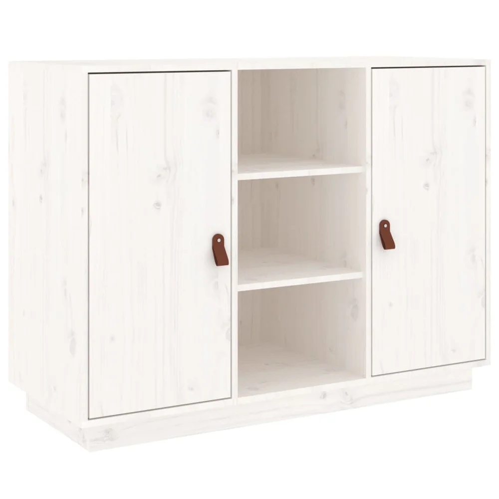 vidaXL Skjenk hvit 100x40x75 cm heltre furu v:638911