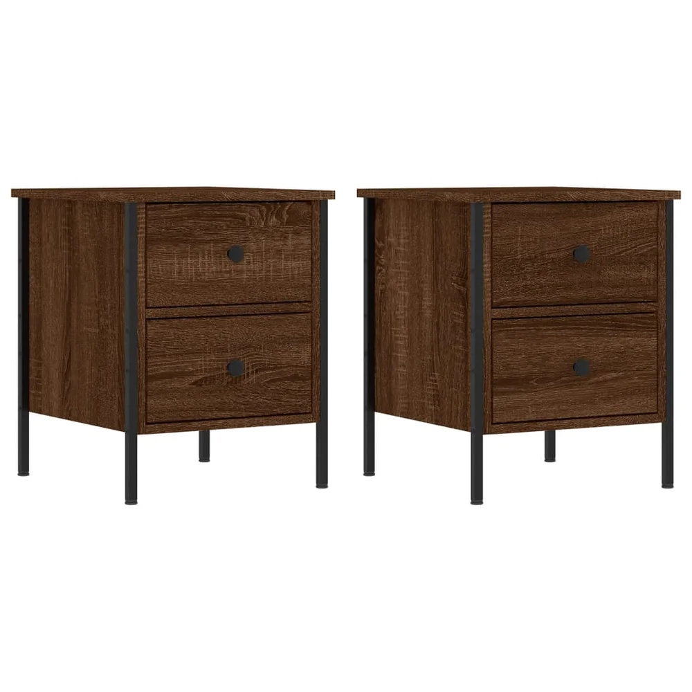 vidaXL Nattbord 2 stk brun eik 40x42x50 cm konstruert tre v:8357147 vidaXL Nattbord 2 stk brun eik 40x42x50 cm konstruert tre v:8357147